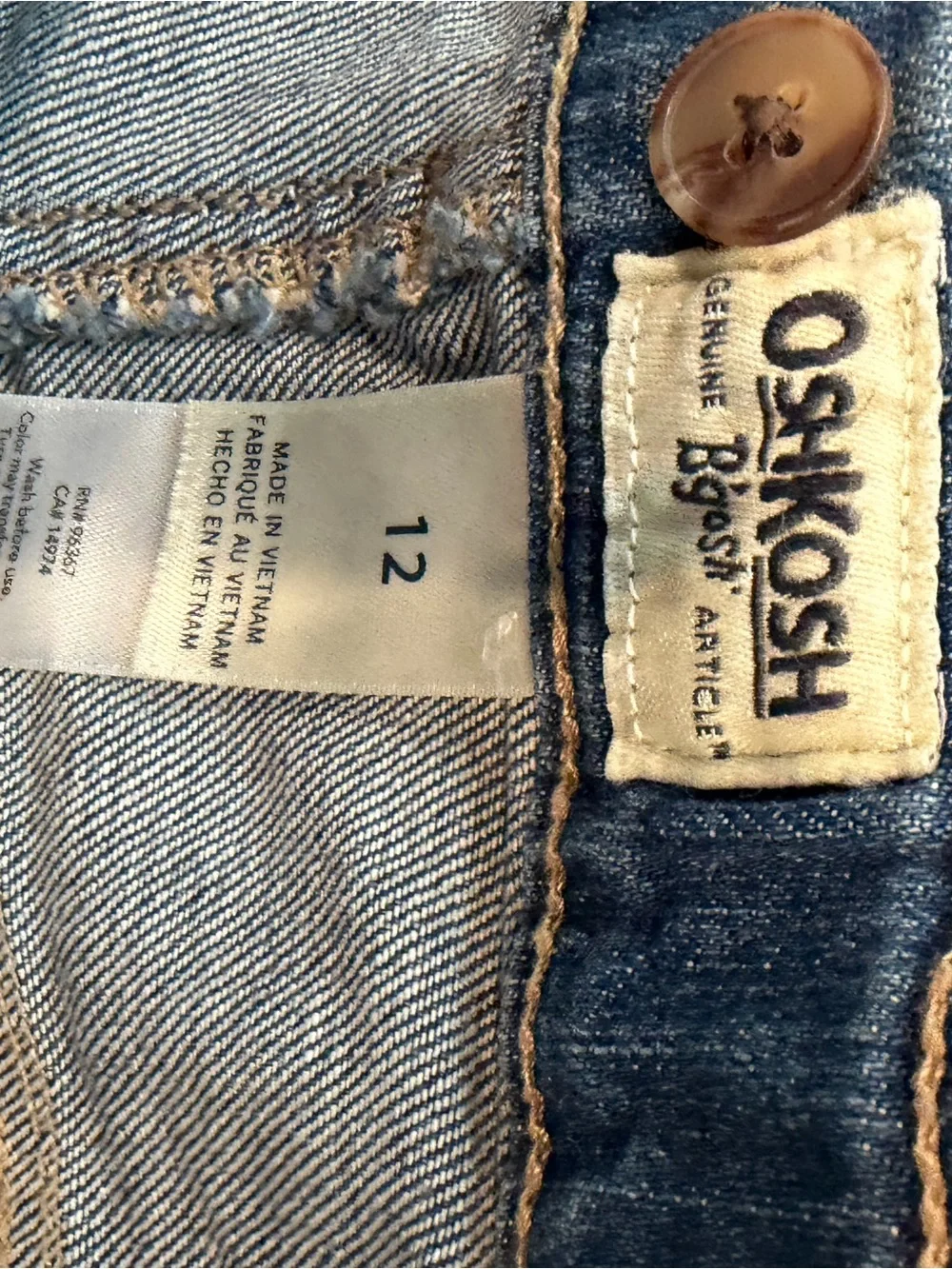 OshKosh B’gosh Girls Size 12 Adjustable-Waist Jeans
